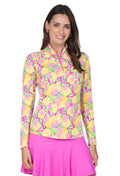 Calista Print Long Sleeve Mock Neck Top – 10652