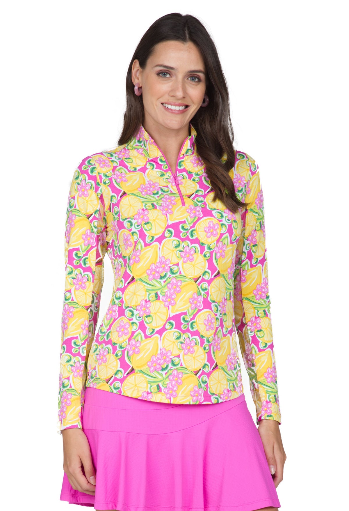 Calista Print Long Sleeve Mock Neck Top – 10652