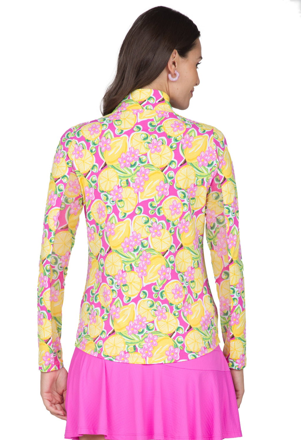Calista Print Long Sleeve Mock Neck Top – 10652
