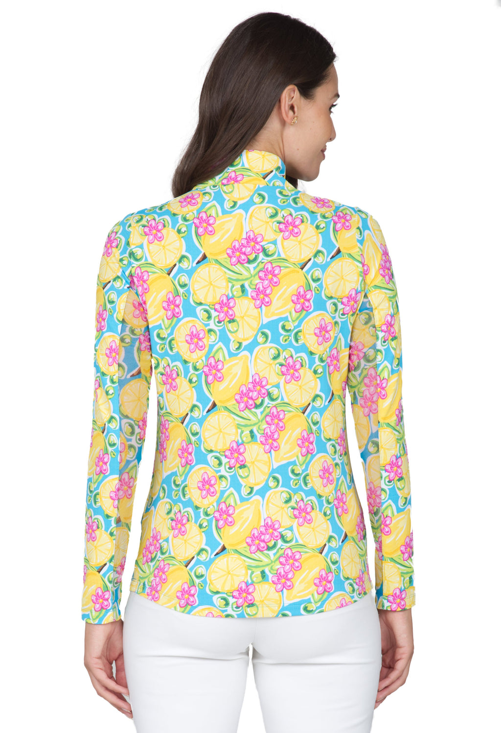 Calista Print Long Sleeve Mock Neck Top – 10652