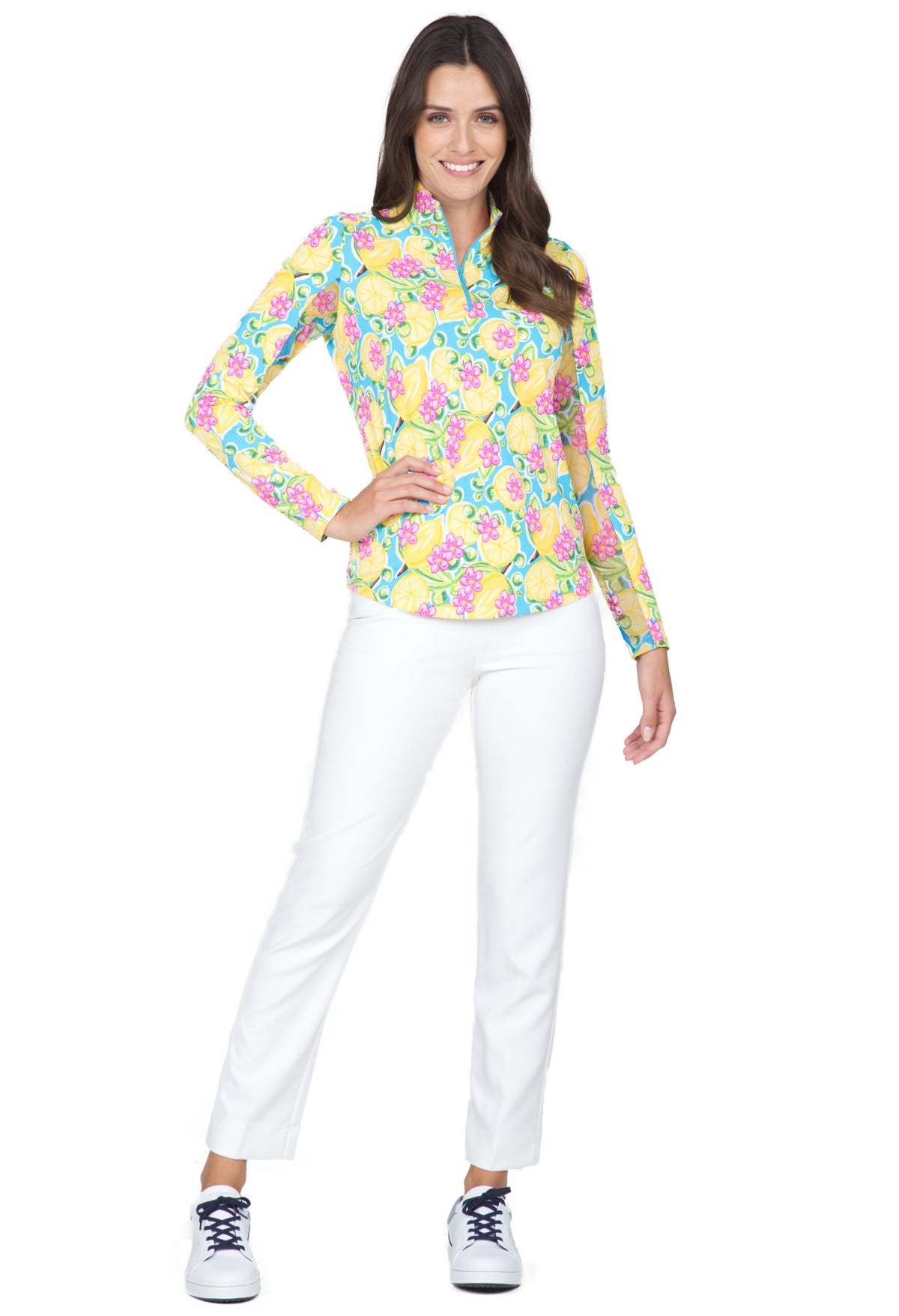 Calista Print Long Sleeve Mock Neck Top – 10652