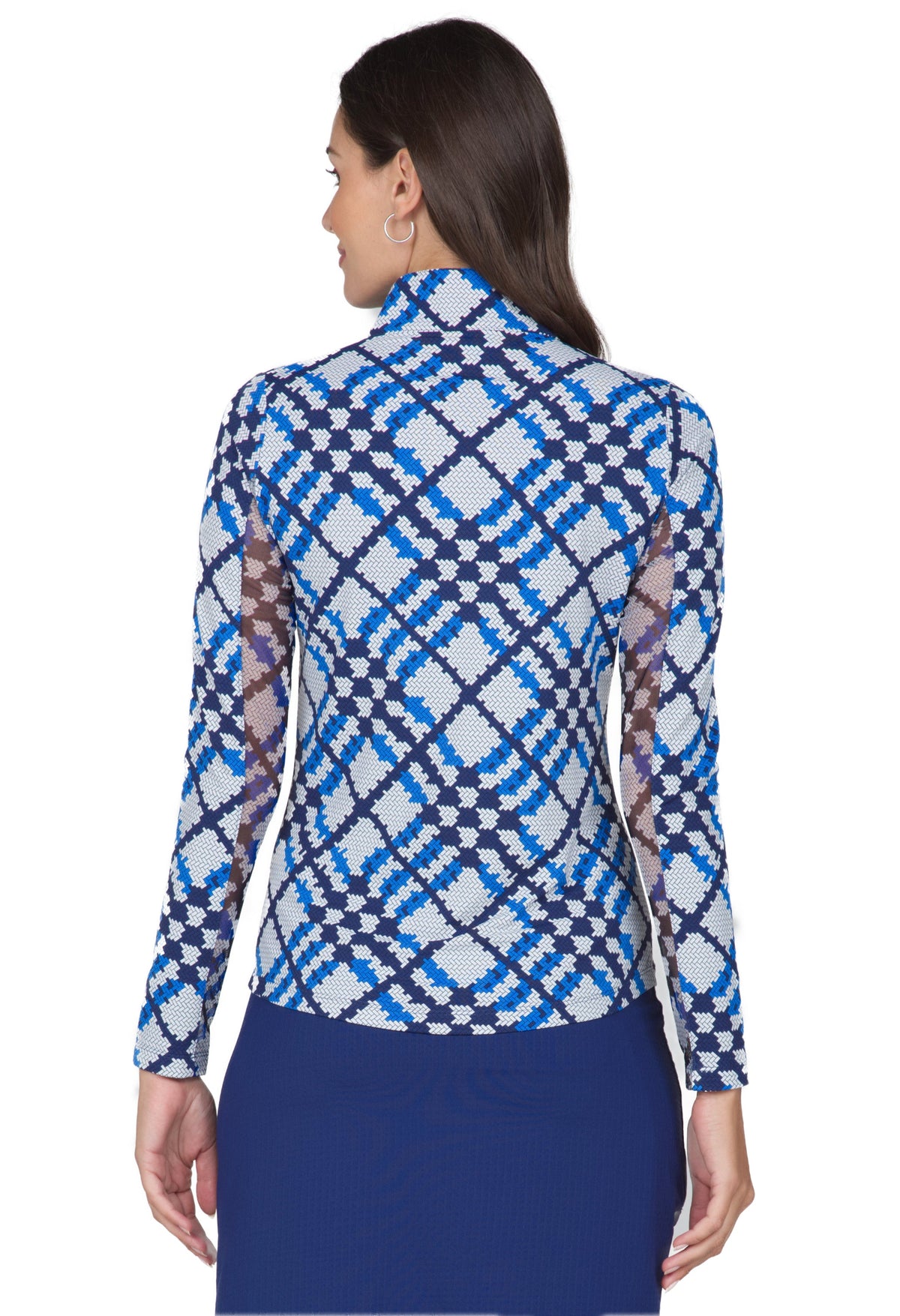 Sonika Print Long Sleeve Mock Neck Top – 10653