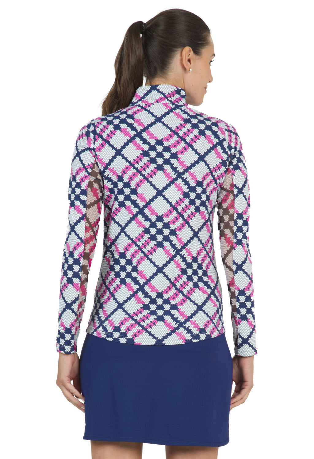 Sonika Print Long Sleeve Mock Neck Top – 10653
