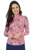Marissa Print Long Sleeve Mock Neck Top – 10656