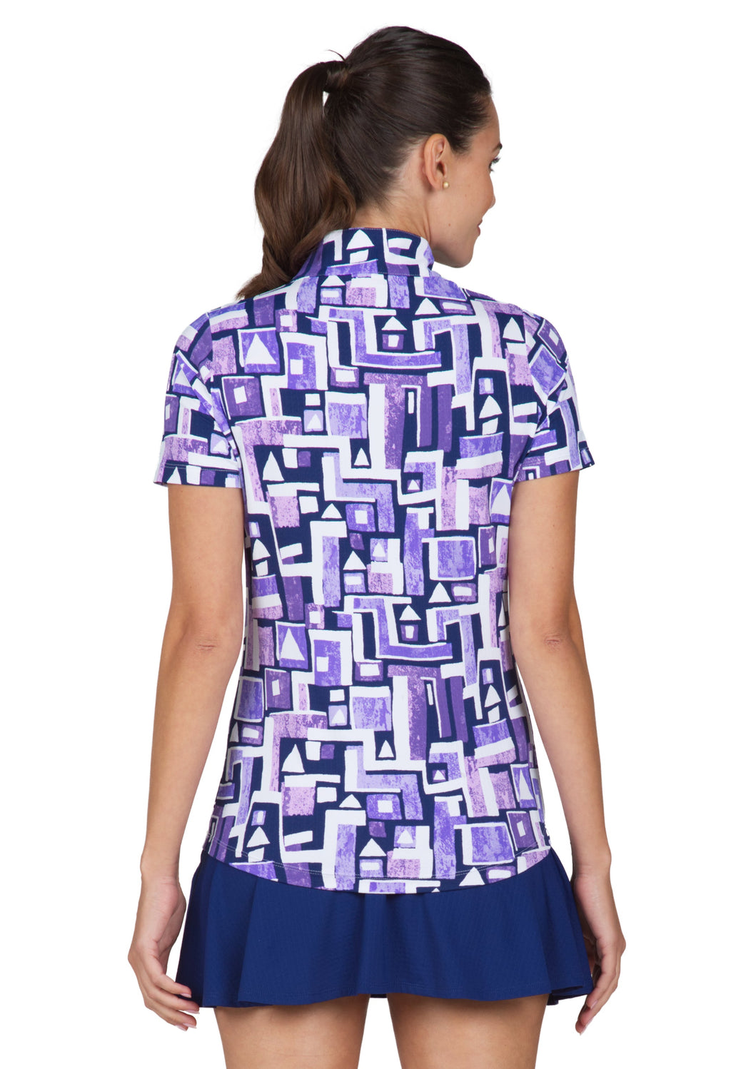 Jennifer Print Short Sleeve Mock Neck – 17543