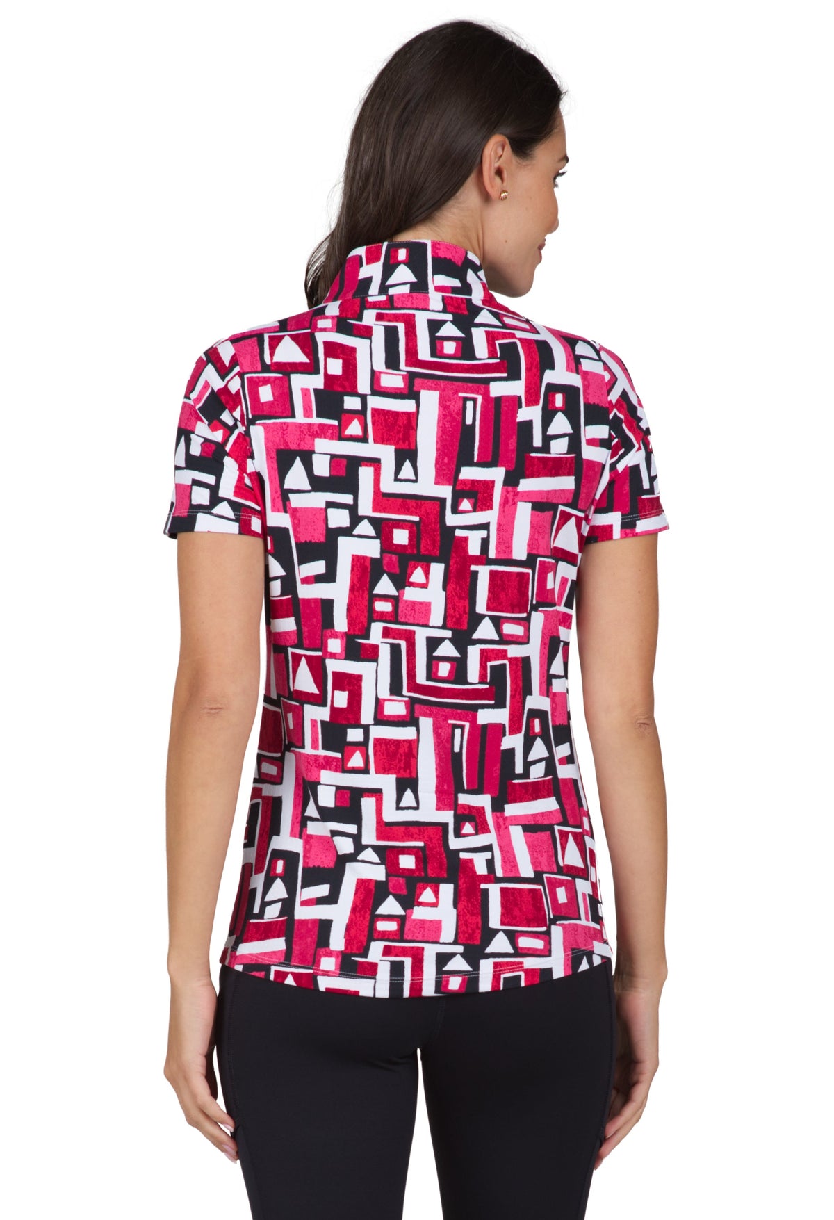 Jennifer Print Short Sleeve Mock Neck – 17543